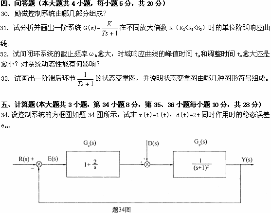 全国2009年1月高等教育自学考试自动控制理论(二(图7) 全国2009年1月高等教育自学考试自动控制理论(二(图7)
