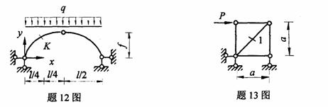 全国2009年4月高等教育自学考试结构力学(一)试(图12) 全国2009年4月高等教育自学考试结构力学(一)试(图12)