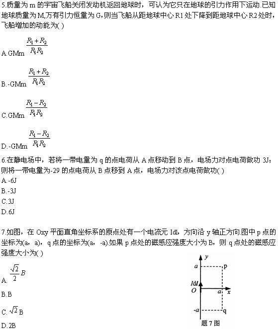 全国2010年4月高等教育自学考试物理(工)试题(图2) 全国2010年4月高等教育自学考试物理(工)试题(图2)