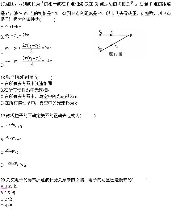 全国2010年4月高等教育自学考试物理(工)试题(图6) 全国2010年4月高等教育自学考试物理(工)试题(图6)